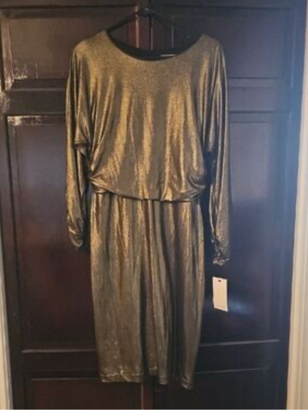NWT Harper Rose Metallic Bronze Ruched Sheath Elegant Cocktail Party Dress